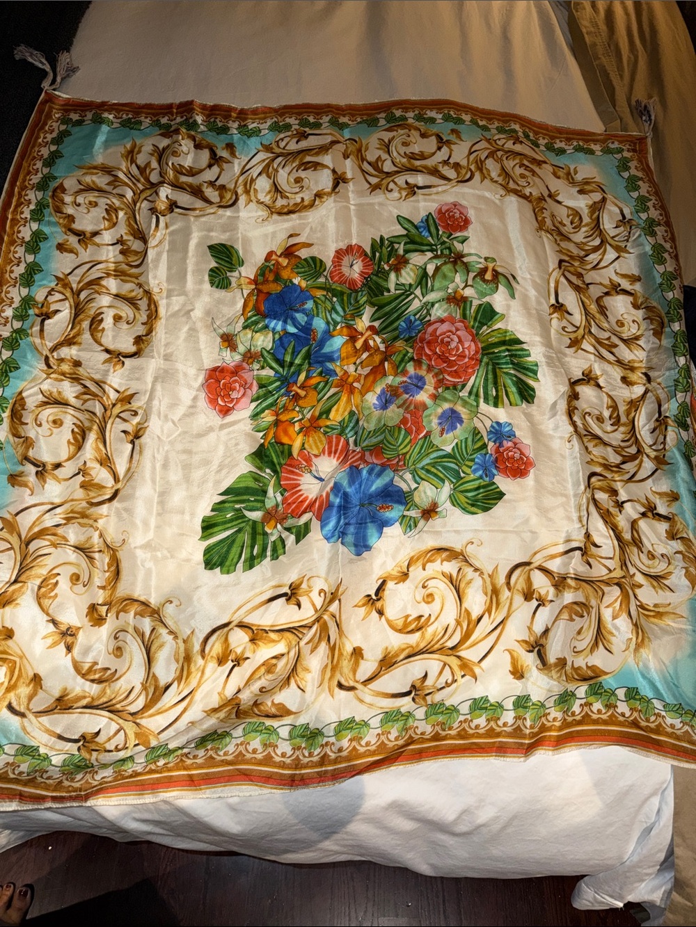 Johnny Was Vintage Felix Silk Scarve 40”x40”
